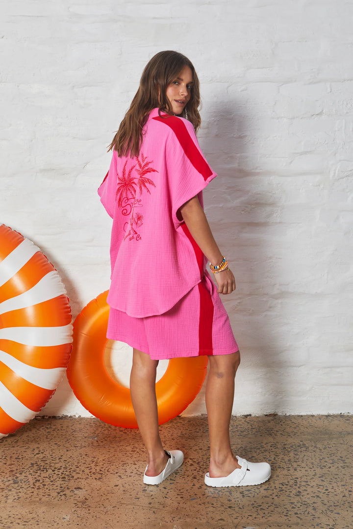 HAMMILL & CO Womens Resort Beach Shirt - Pink, WOMENS TOPS & SHIRTS, CAT HAMMILL, Elwood 101