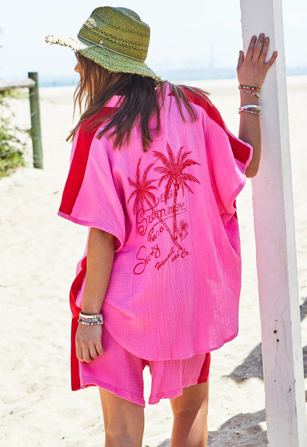 HAMMILL & CO Womens Resort Beach Shirt - Pink, WOMENS TOPS & SHIRTS, CAT HAMMILL, Elwood 101
