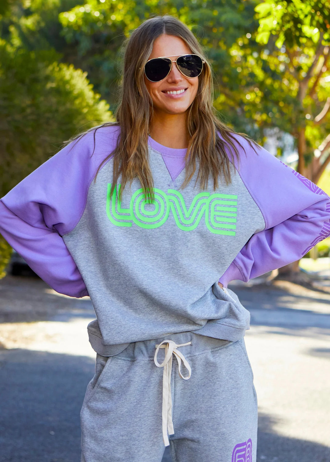 HAMMILL & CO Womens Retro Love Mauve/Grey Sweat
