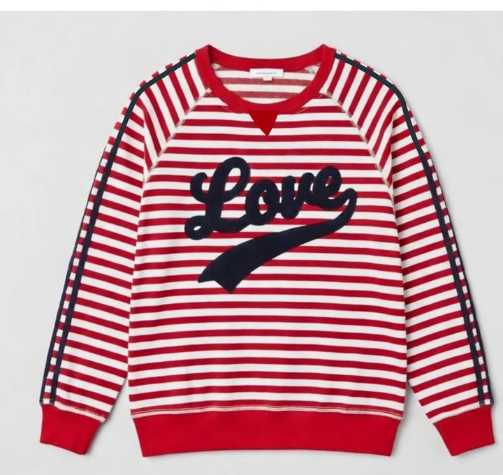 HAMMILL & CO Womens Retro Love Stripe Sweat in Red / White, WOMENS KNITS & SWEATERS, CAT HAMMILL, Elwood 101
