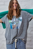 HAMMILL & CO Womens Retro Palm V Neck Tee - Charcoal Marle, WOMENS TEES & TANKS, CAT HAMMILL, Elwood 101