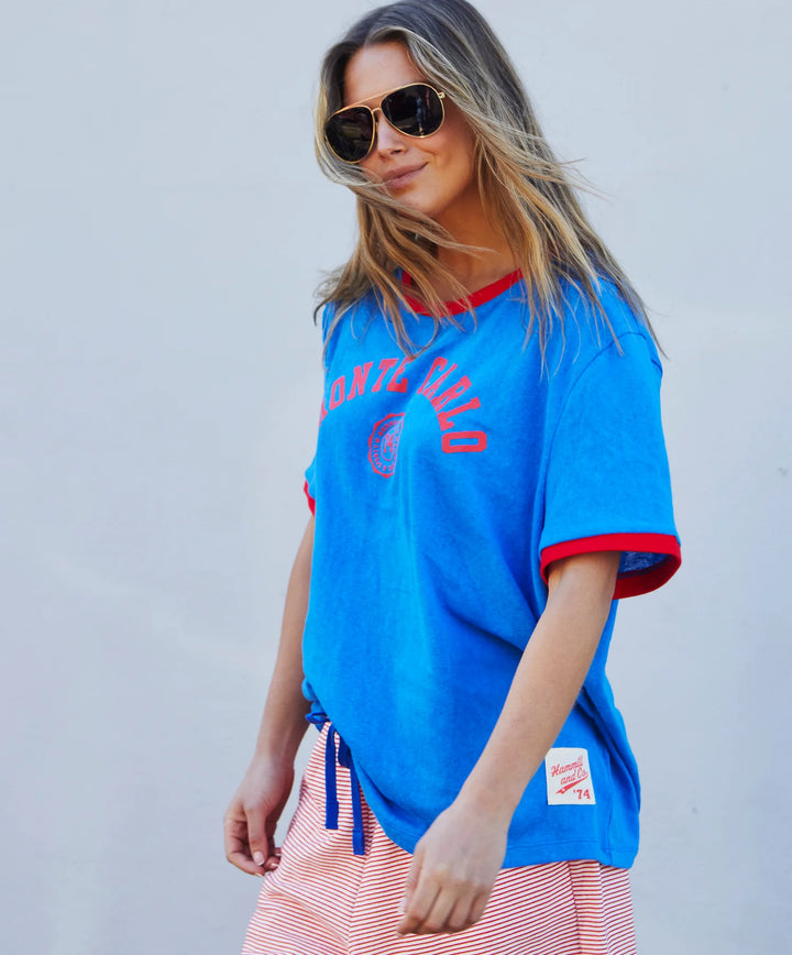 HAMMILL & CO Womens Riviera Tee in Blue/Red