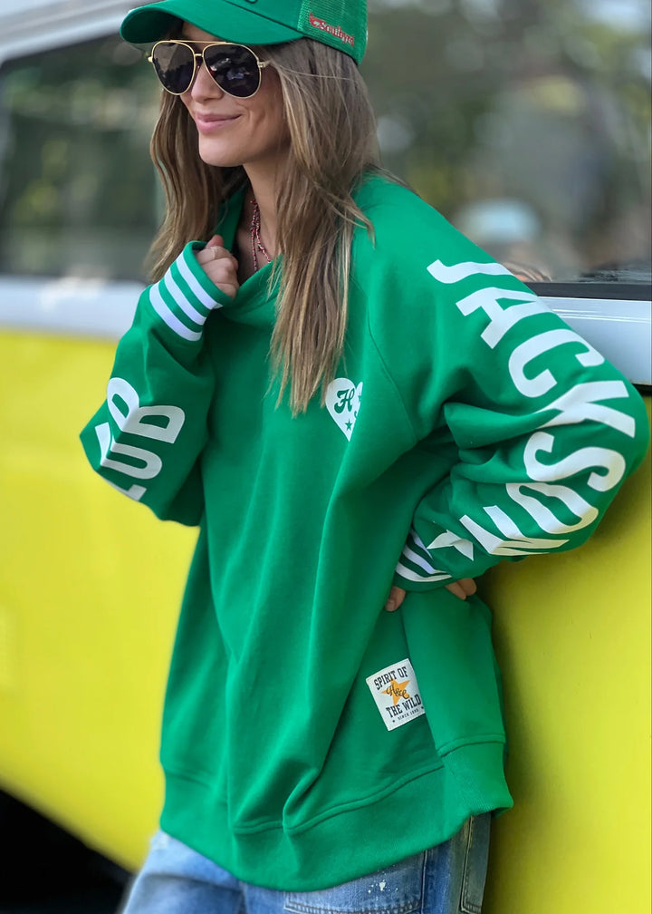 HAMMILL & CO Womens Ski Oversized Stripe Cuff Sweat - Green, WOMENS KNITS & SWEATERS, CAT HAMMILL, Elwood 101