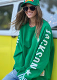 HAMMILL & CO Womens Ski Oversized Stripe Cuff Sweat - Green, WOMENS KNITS & SWEATERS, CAT HAMMILL, Elwood 101