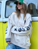 HAMMILL & CO Womens Ski Oversized Stripe Cuff Sweat - Natural & Navy, WOMENS KNITS & SWEATERS, CAT HAMMILL, Elwood 101
