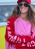 HAMMILL & CO Womens Ski Oversized Stripe Cuff Sweat - Pink / Red, WOMENS KNITS & SWEATERS, CAT HAMMILL, Elwood 101