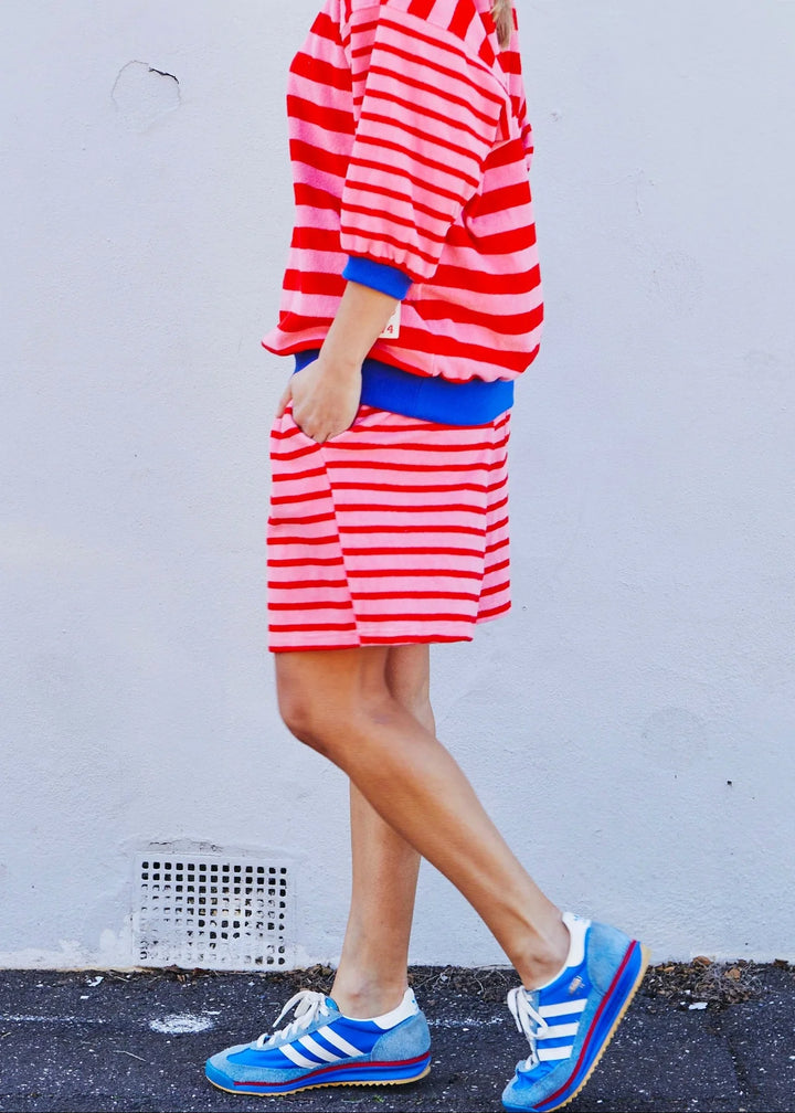 HAMMILL & CO Womens Summer Carnival Shorts in Pink/Red Stripe