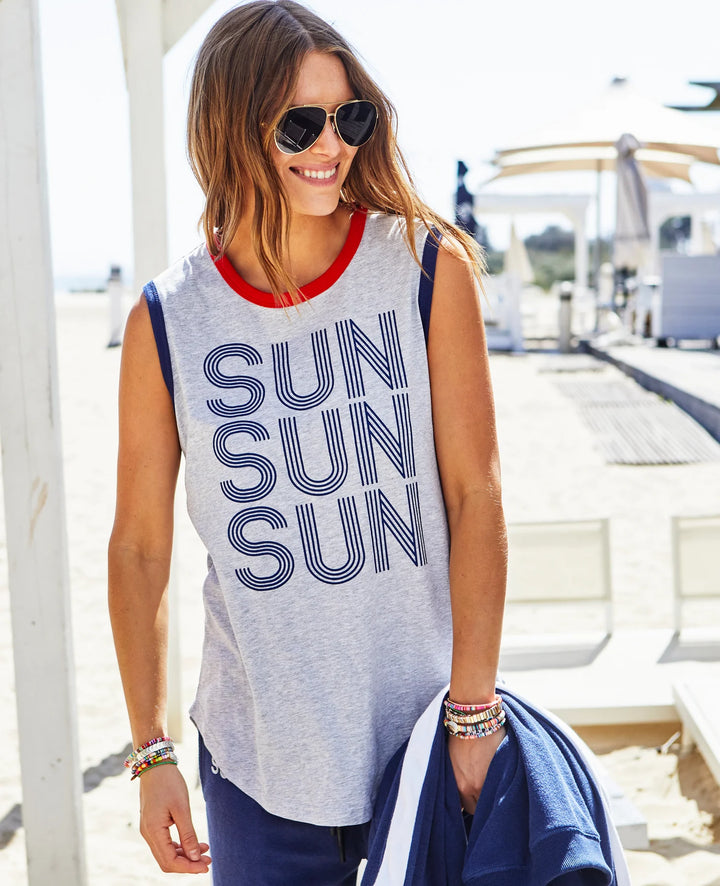 HAMMILL & CO Womens Sun Summer Tank - Grey Marle / Navy, WOMENS TEES & TANKS, CAT HAMMILL, Elwood 101