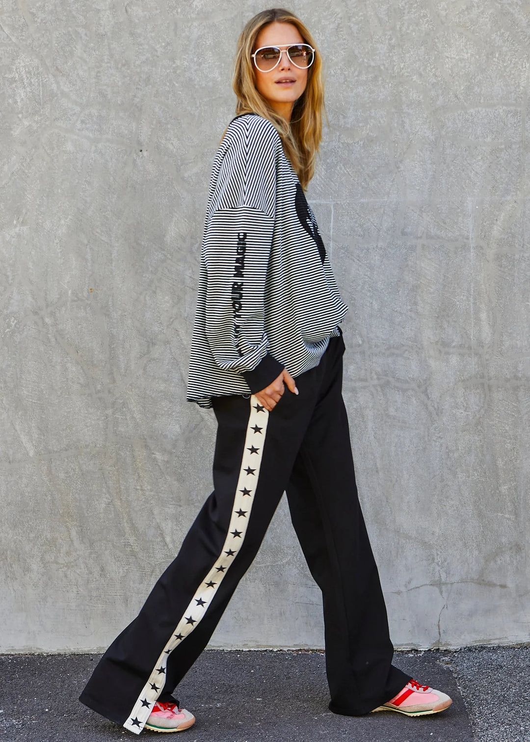 HAMMILL & CO Womens Varsity Star Sport Pant in Black, WOMENS TRACK PANTS, CAT HAMMILL, Elwood 101