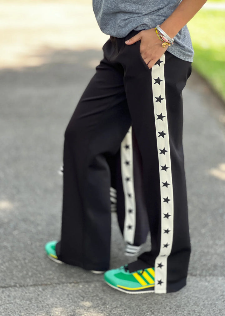 HAMMILL & CO Womens Varsity Star Sport Pant in Black, WOMENS TRACK PANTS, CAT HAMMILL, Elwood 101