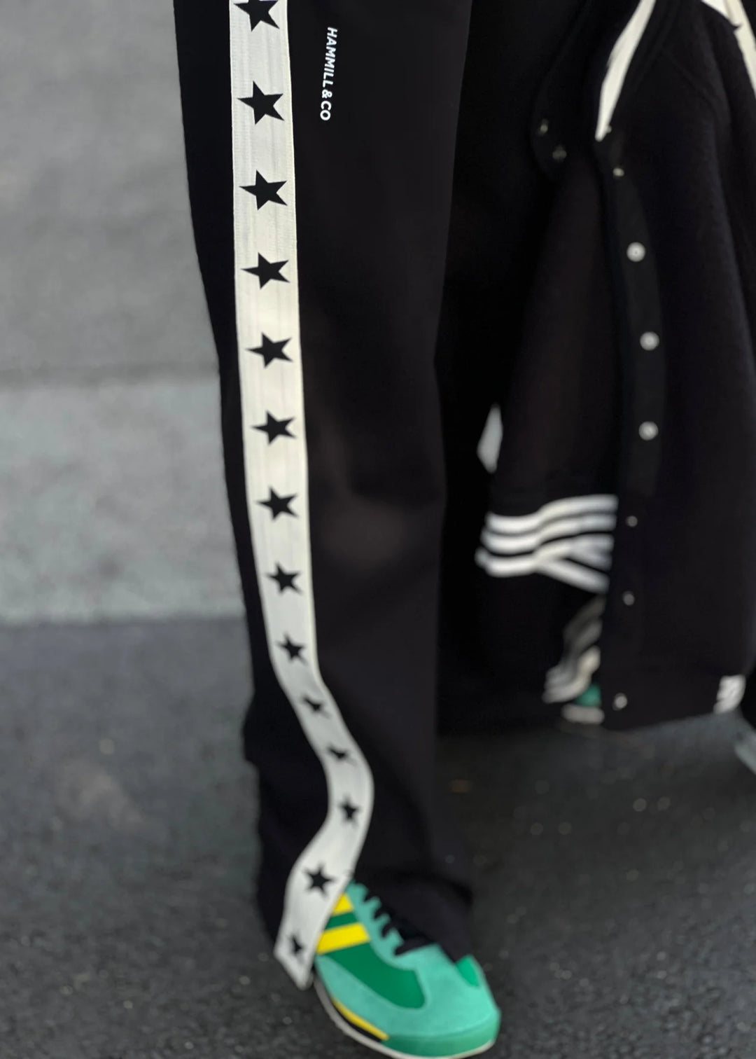 HAMMILL & CO Womens Varsity Star Sport Pant in Black, WOMENS TRACK PANTS, CAT HAMMILL, Elwood 101