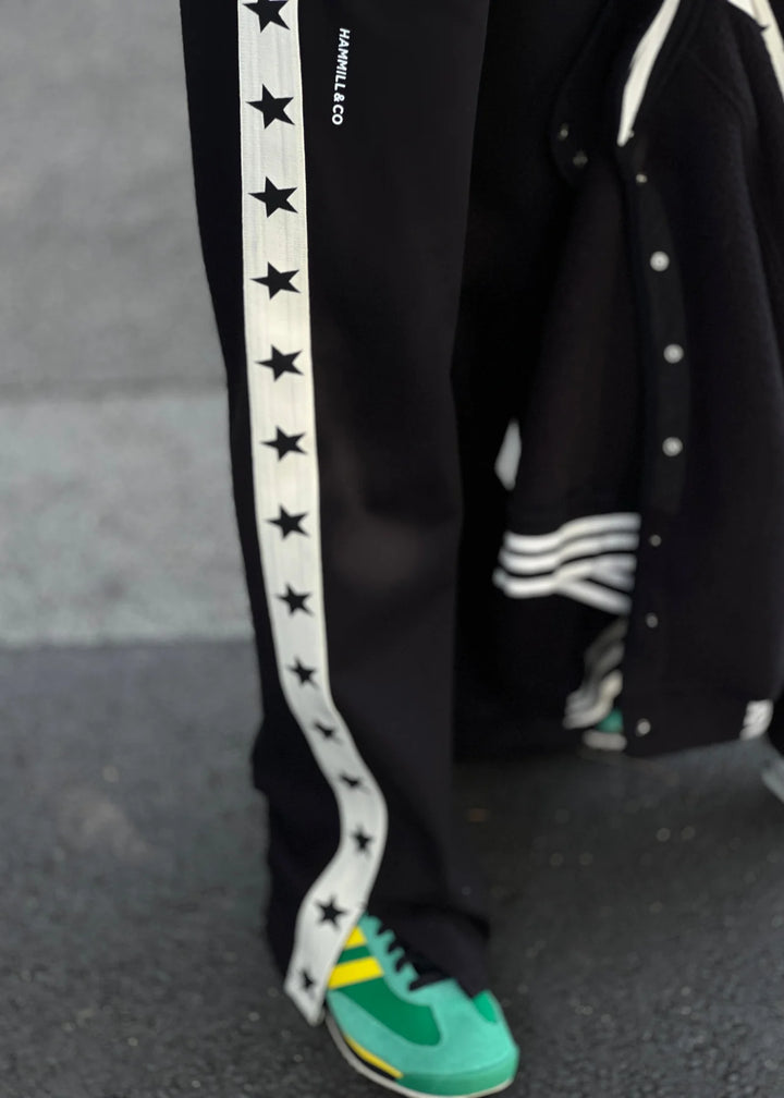 HAMMILL & CO Womens Varsity Star Sport Pant in Black, WOMENS TRACK PANTS, CAT HAMMILL, Elwood 101