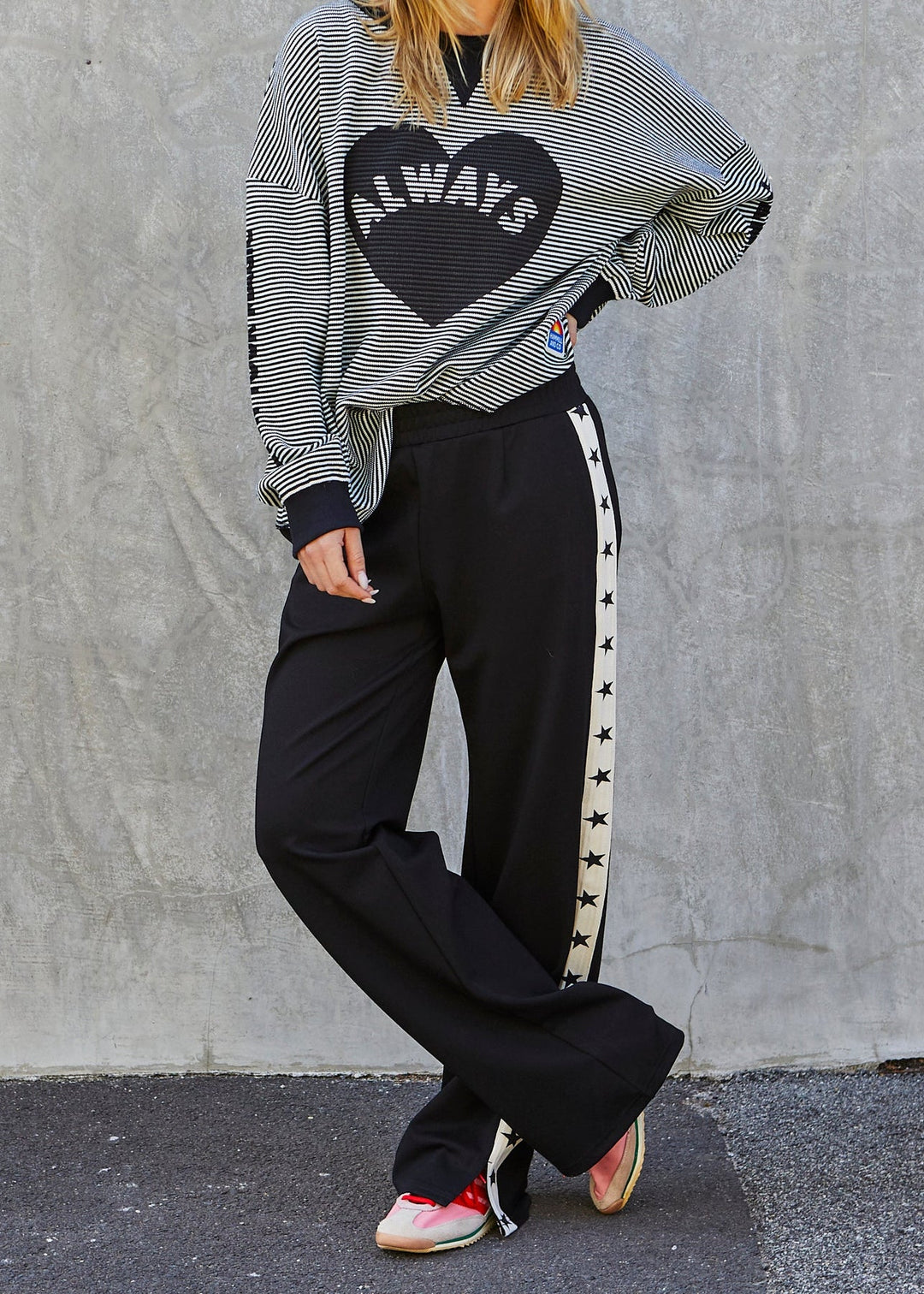 HAMMILL & CO Womens Varsity Star Sport Pant in Black, WOMENS TRACK PANTS, CAT HAMMILL, Elwood 101