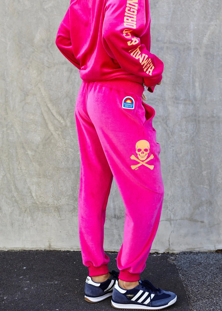 Pre Order HAMMILL & CO Womens Velour Track Pants in Pink