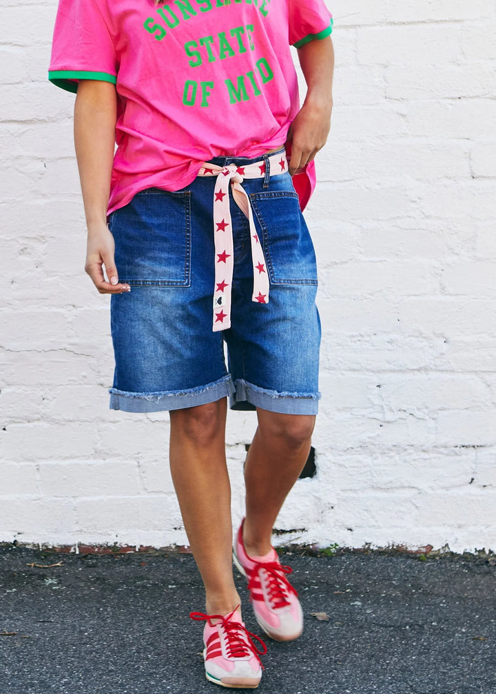 HAMMILL & CO Womens Weekend Stretch Short in Dark Denim