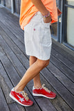 HAMMILL & CO Womens White Distressed Carpenter Shorts - White, WOMENS SHORTS, CAT HAMMILL, Elwood 101