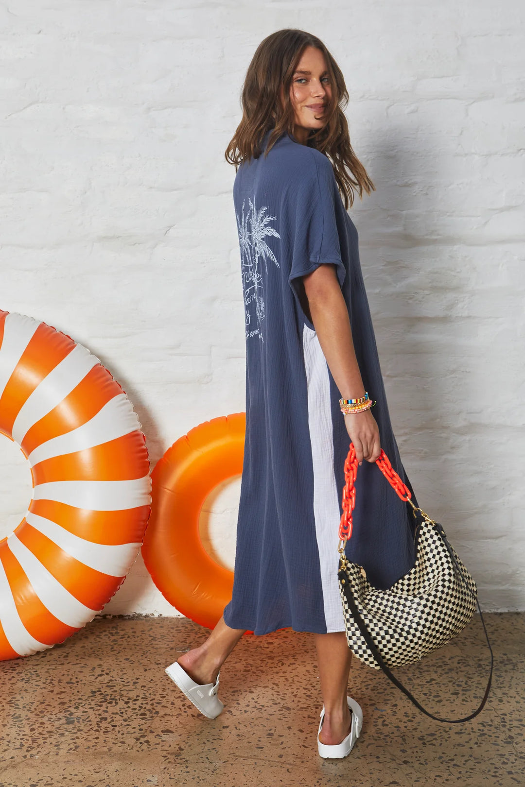 HAMMILL & CO Womens Resort Cheesecloth Beach Dress - Navy, WOMENS DRESSES, CAT HAMMILL, Elwood 101