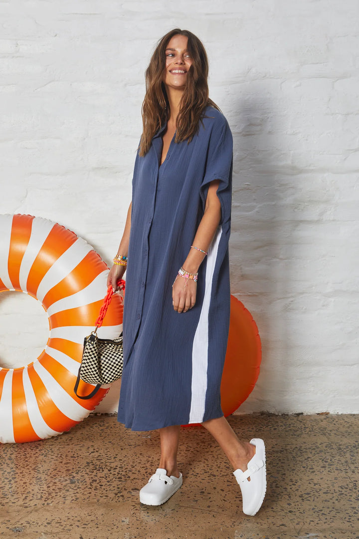 HAMMILL & CO Womens Resort Cheesecloth Beach Dress - Navy, WOMENS DRESSES, CAT HAMMILL, Elwood 101