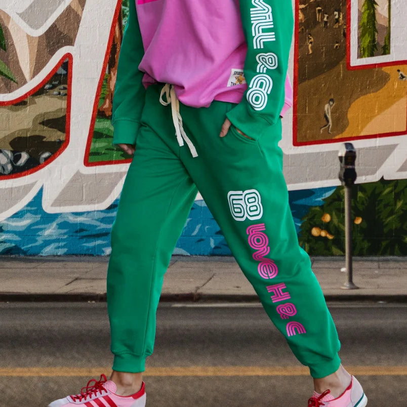 HAMMILL & CO Womens Retro Green Track Pant
