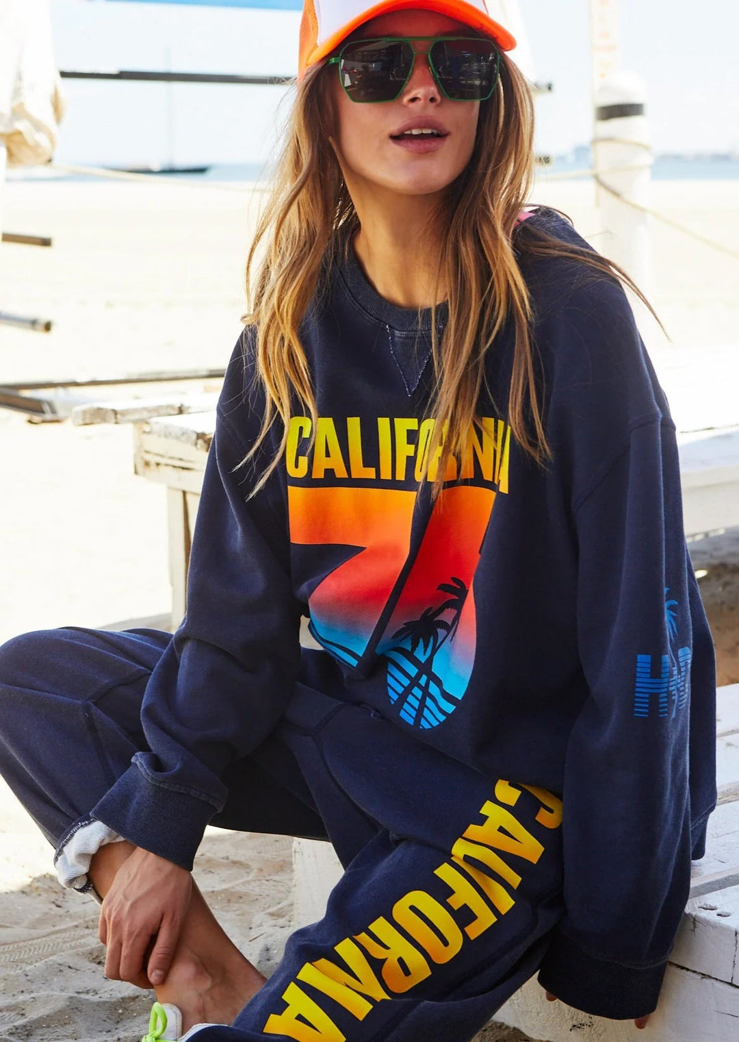 HAMMILL & Co WOMENS California 76 Sunset Sweat - Navy, WOMENS KNITS & SWEATERS, CAT HAMMILL, Elwood 101