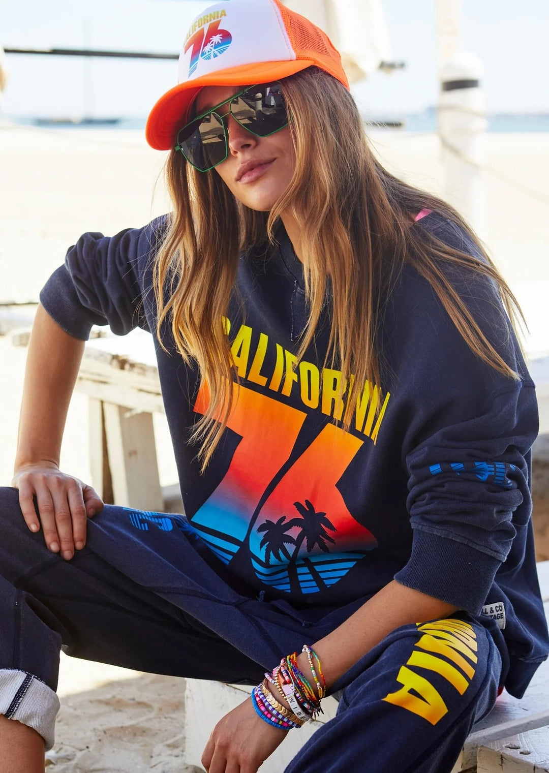 HAMMILL & Co WOMENS California 76 Sunset Sweat - Navy, WOMENS KNITS & SWEATERS, CAT HAMMILL, Elwood 101