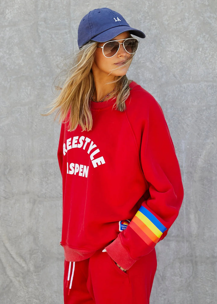 HAMMILL & Co Womens Freestyle Aspen Sweat in Red, WOMENS KNITS & SWEATERS, CAT HAMMILL, Elwood 101