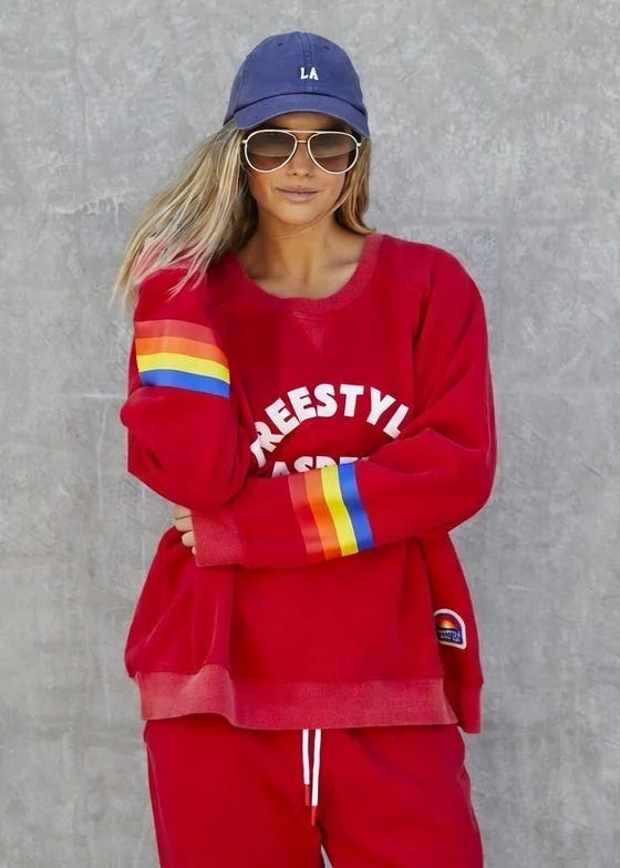 HAMMILL & Co Womens Freestyle Aspen Sweat in Red, WOMENS KNITS & SWEATERS, CAT HAMMILL, Elwood 101