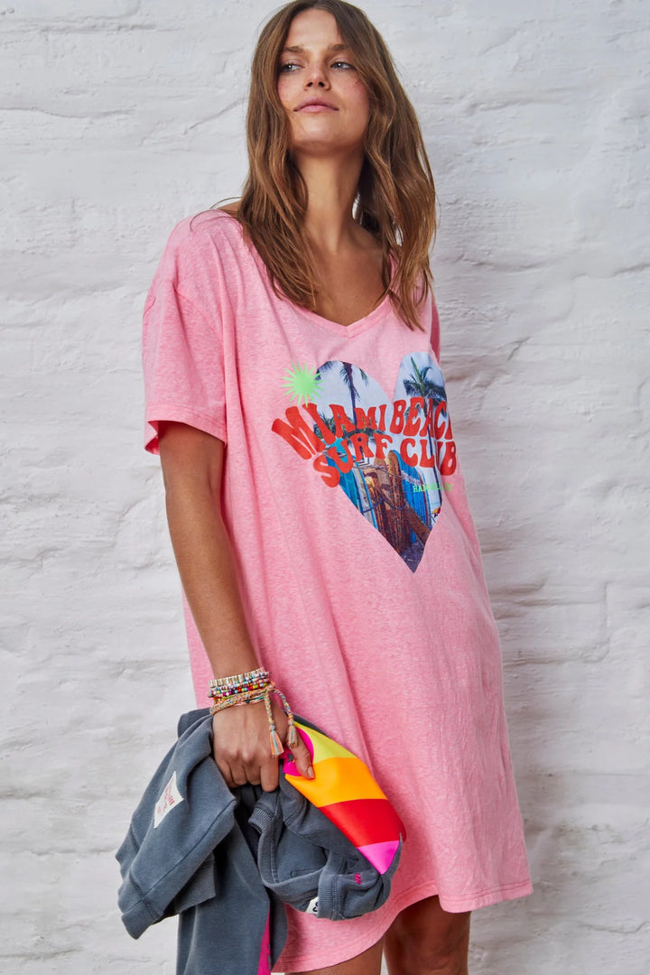 HAMMILL & Co Womens Miami Jersey Tee Dress - Pink Marle, WOMENS TEES & TANKS, CAT HAMMILL, Elwood 101
