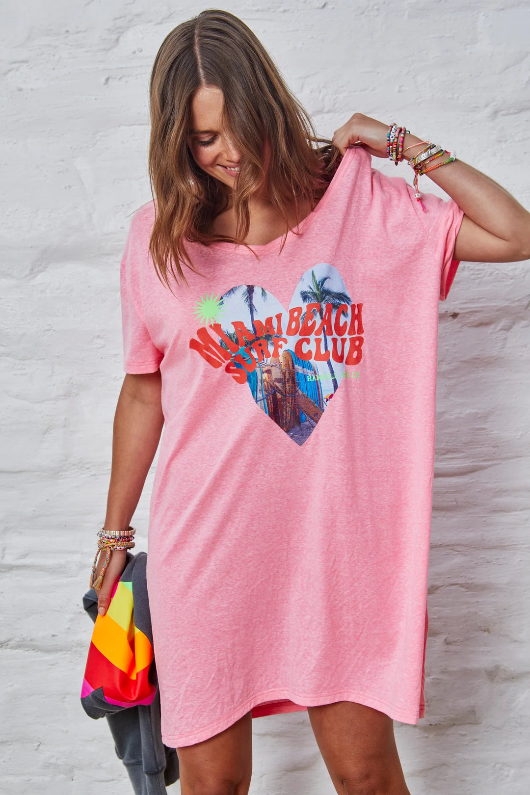 HAMMILL & Co Womens Miami Jersey Tee Dress - Pink Marle, WOMENS TEES & TANKS, CAT HAMMILL, Elwood 101