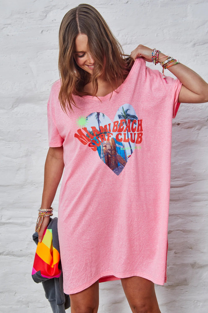 HAMMILL & Co Womens Miami Jersey Tee Dress - Pink Marle, WOMENS TEES & TANKS, CAT HAMMILL, Elwood 101