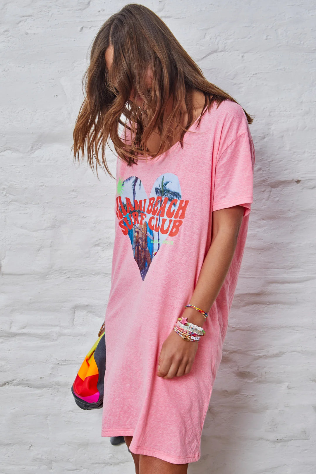 HAMMILL & Co Womens Miami Jersey Tee Dress - Pink Marle, WOMENS TEES & TANKS, CAT HAMMILL, Elwood 101