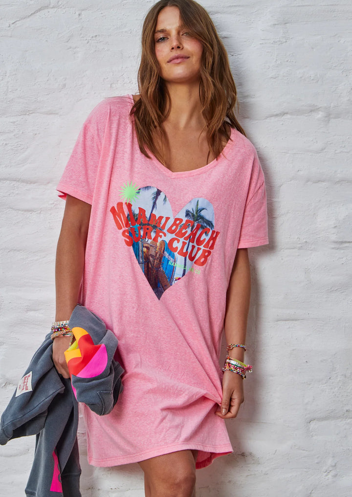 HAMMILL & Co Womens Miami Jersey Tee Dress - Pink Marle, WOMENS TEES & TANKS, CAT HAMMILL, Elwood 101