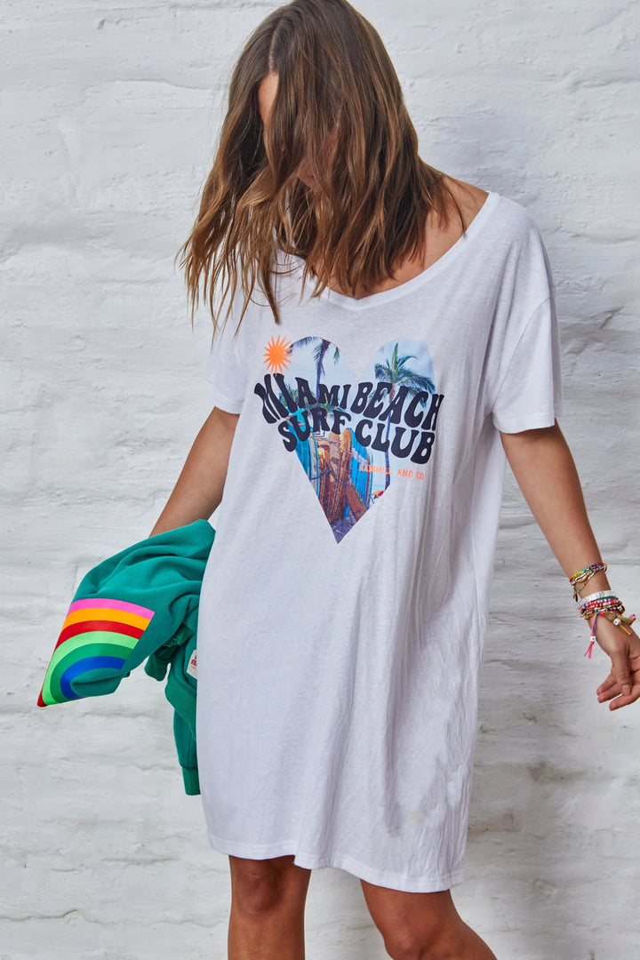 HAMMILL & Co Womens Miami Jersey Tee Dress - White Marle, WOMENS DRESSES, CAT HAMMILL, Elwood 101