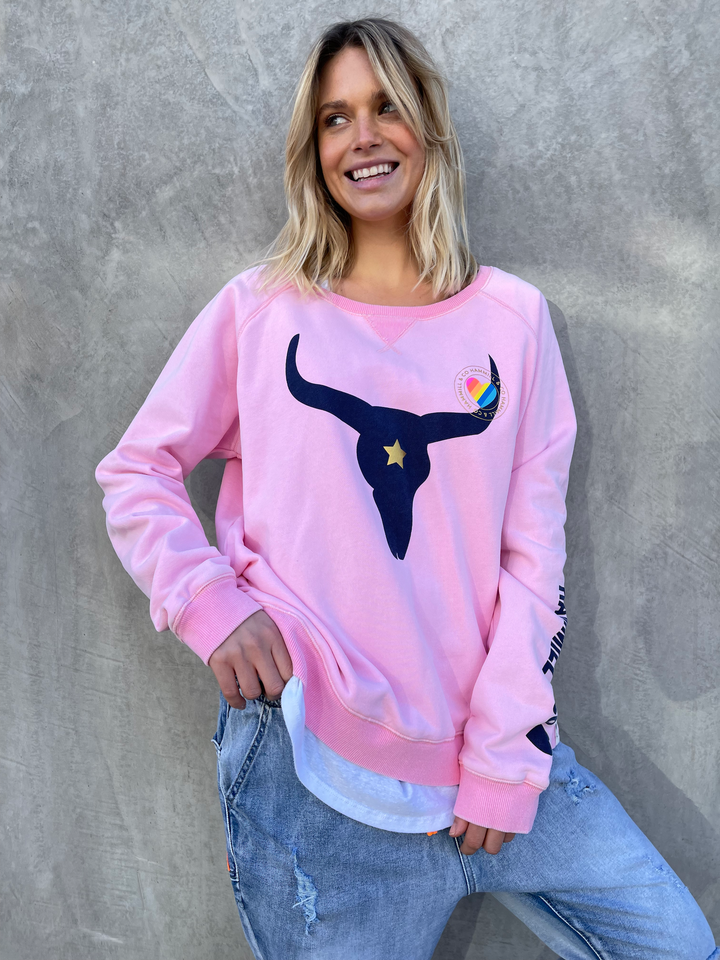 HAMMILL & CO Womens Pastel Heritage Bull Sweat in Pink