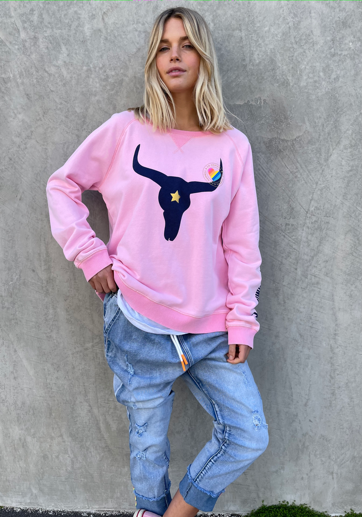 HAMMILL & CO Womens Pastel Heritage Bull Sweat in Pink
