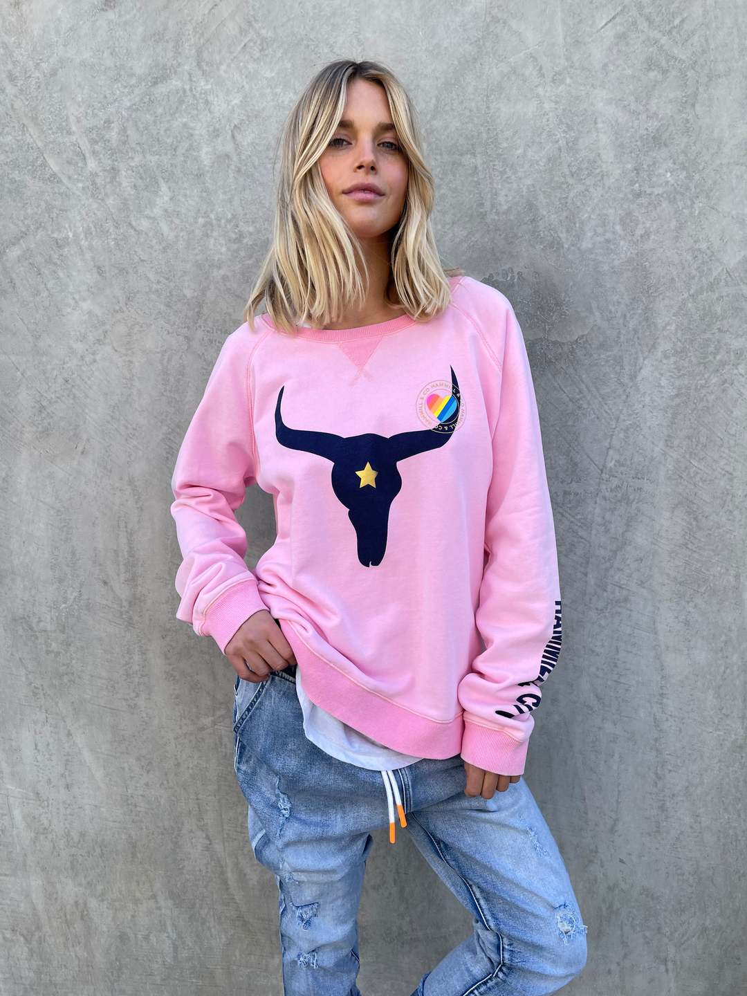 HAMMILL & CO Womens Pastel Heritage Bull Sweat in Pink