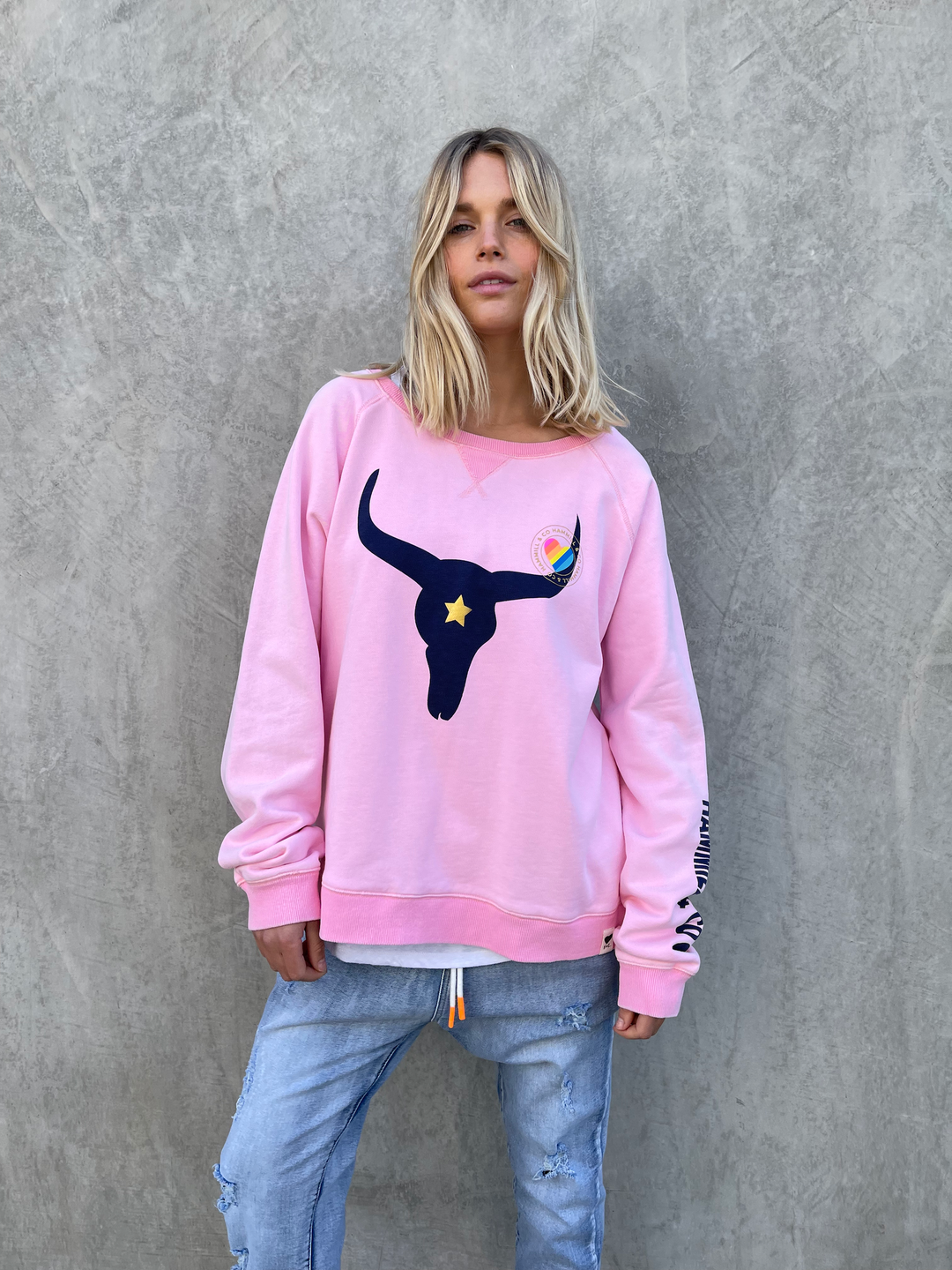 HAMMILL & CO Womens Pastel Heritage Bull Sweat in Pink