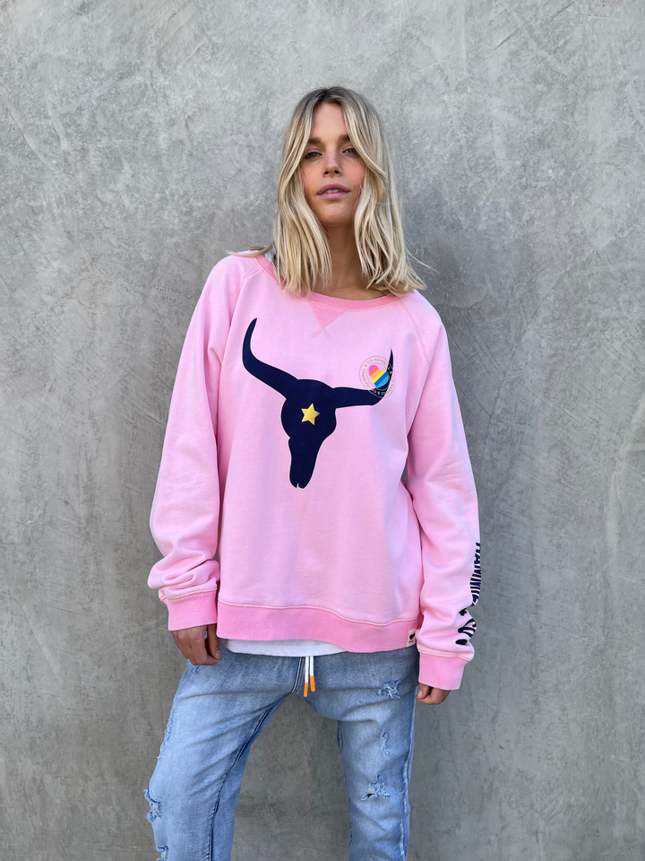HAMMILL & CO Womens Pastel Heritage Bull Sweat in Pink