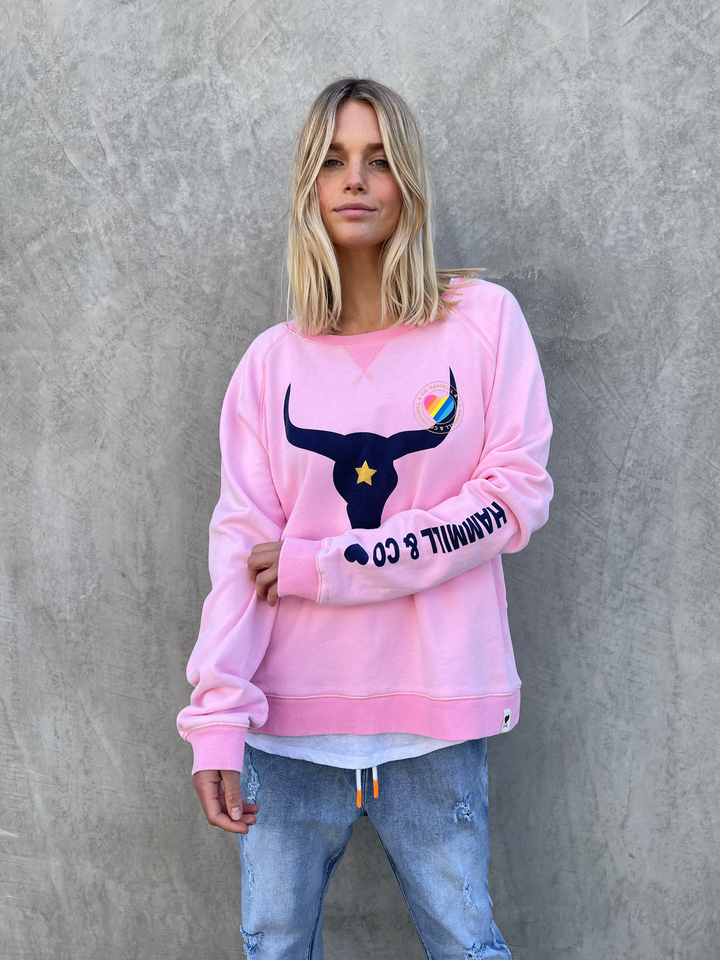 HAMMILL & CO Womens Pastel Heritage Bull Sweat in Pink