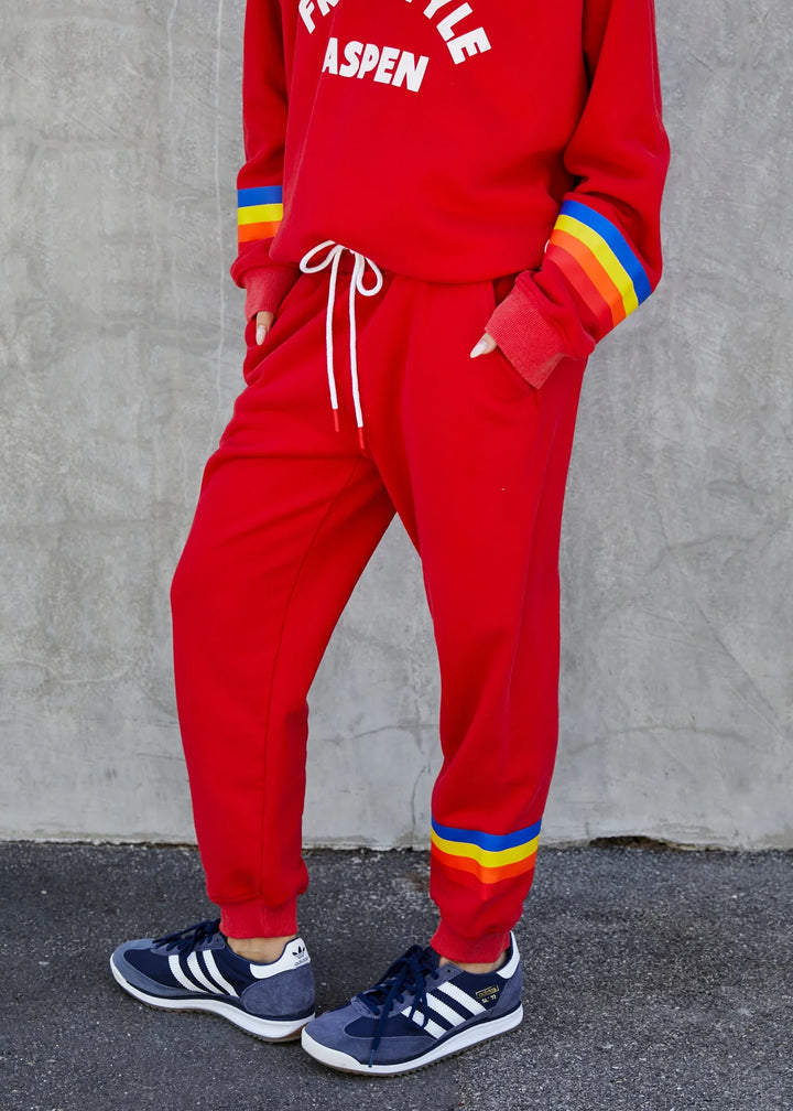 HAMMILL & Co Womens Ski Track Pants in Red, WOMENS TRACK PANTS, CAT HAMMILL, Elwood 101