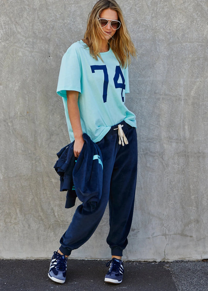 Pre Order HAMMILL & CO Womens Velour Track Pants in Navy