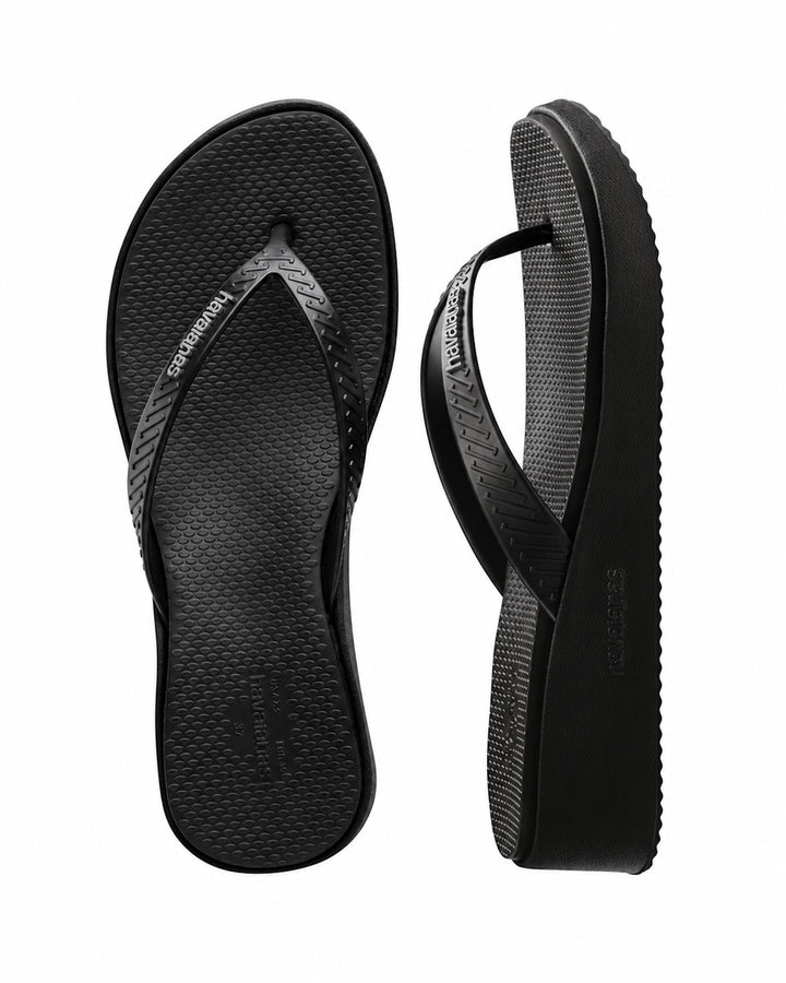HAVAIANAS Womens High Platform II Thongs in Black, WOMENS HAVAIANAS, HAVAIANAS, Elwood 101