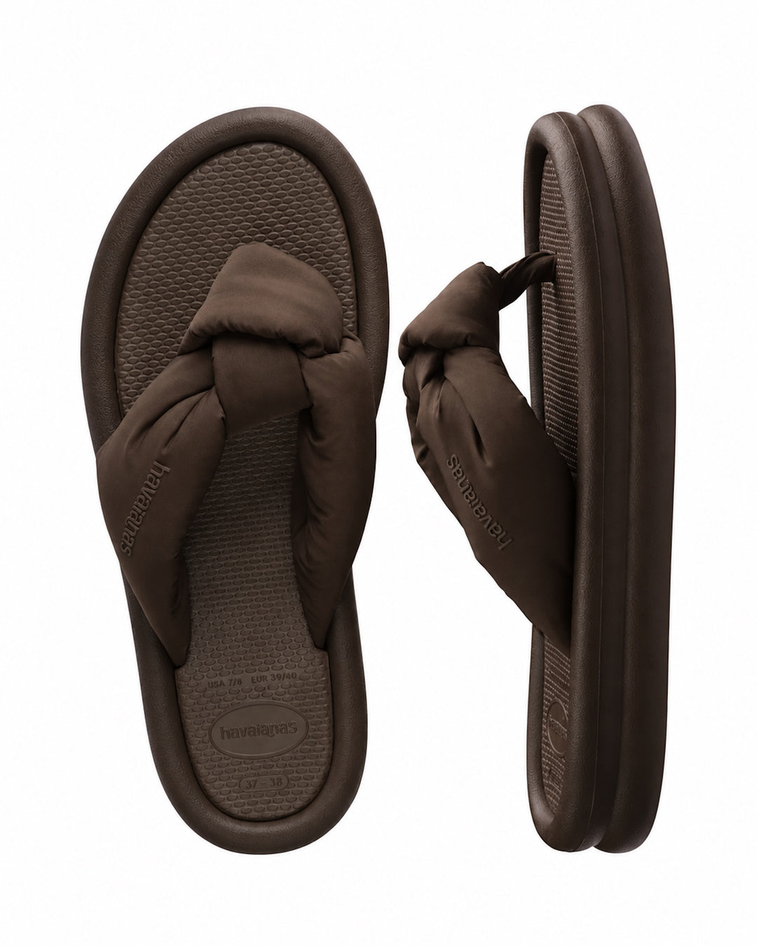 HAVAIANAS Womens Over Puffed Thongs in Dark Brown, WOMENS HAVAIANAS, HAVAIANAS, Elwood 101