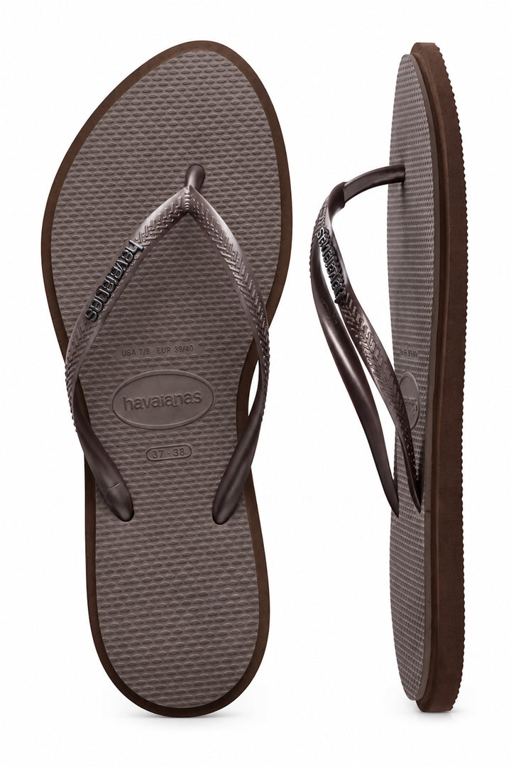 HAVAIANAS Womens Slim Point Thongs in Coffee/Fog