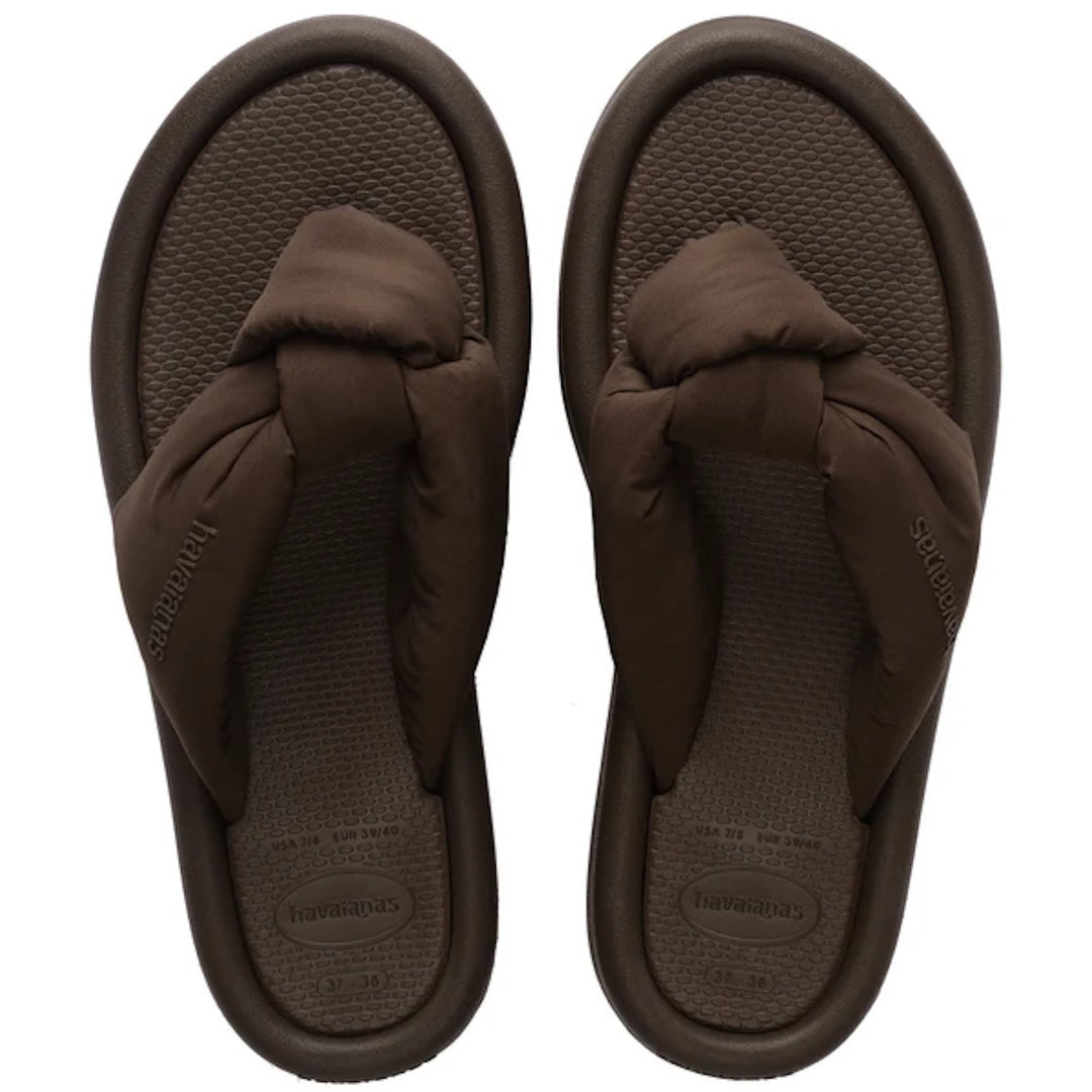 HAVAIANAS Womens Over Puffed Thongs in Dark Brown