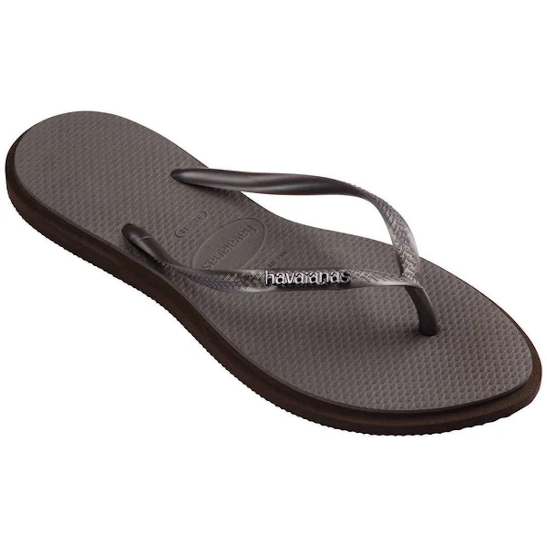 HAVAIANAS Womens Slim Point Thongs in Coffee/Fog