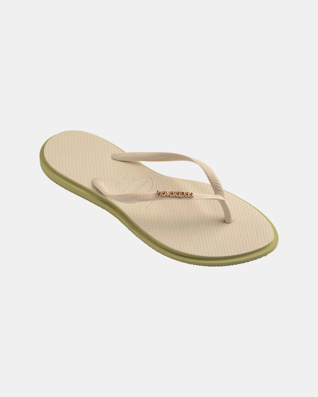 HAVAIANAS Womens Slim Point Thongs in Mandacaru Green/Beige