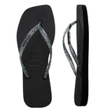HAVAIANAS Slim Square Logo Metallic Black Female, WOMENS HAVAIANAS, HAVAIANAS, Elwood 101