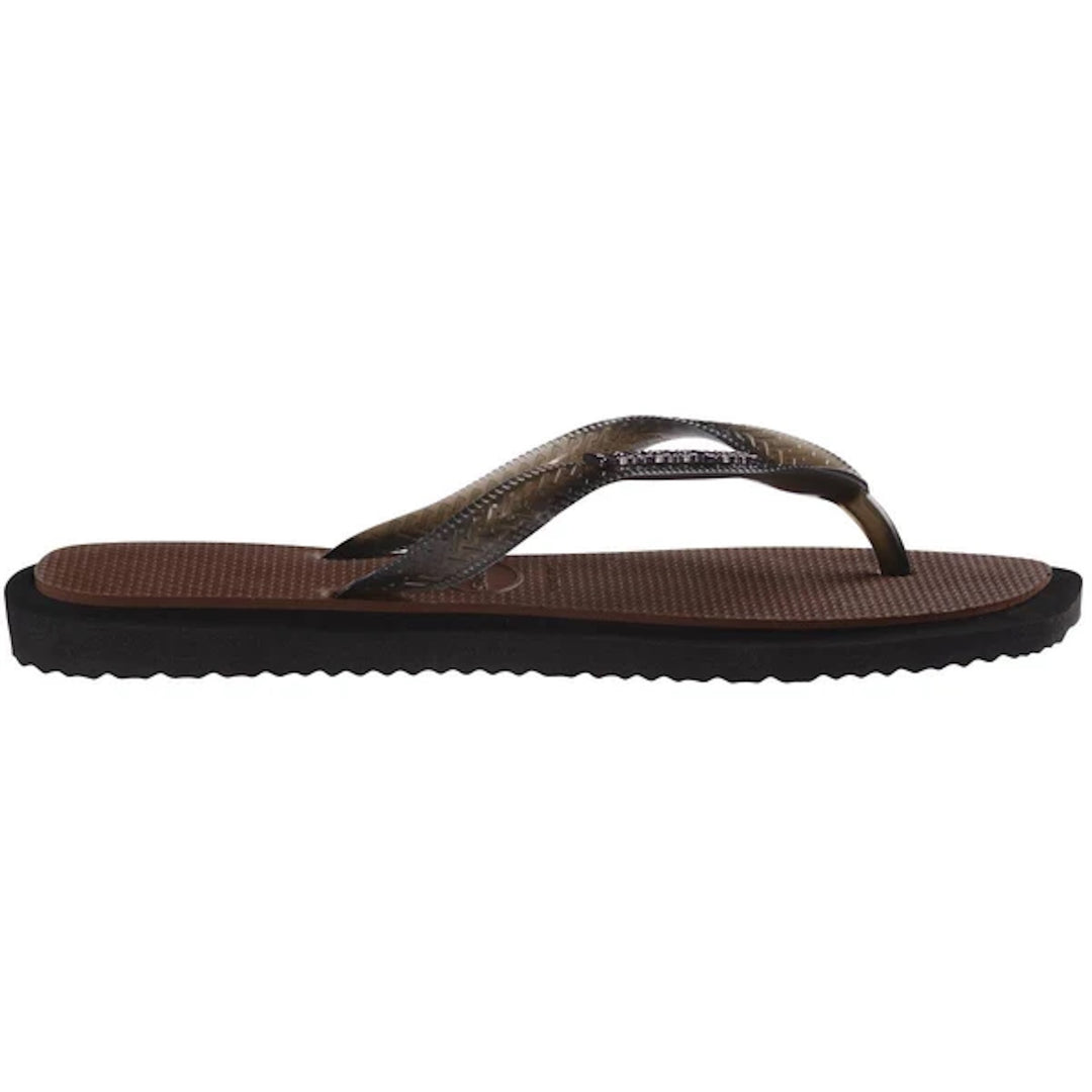 HAVAIANAS Womens Top Square Fusion Thongs in Black/Coffee