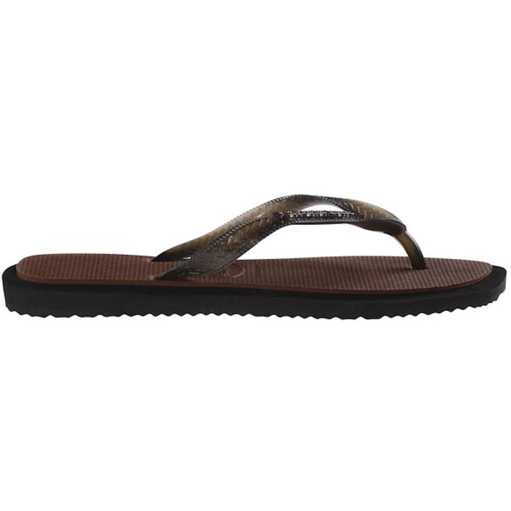 HAVAIANAS Womens Top Square Fusion Thongs in Black/Coffee